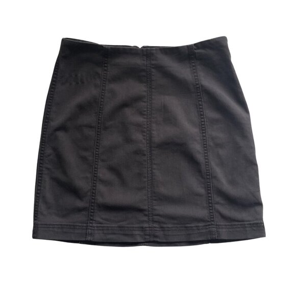 Free People Dresses & Skirts - Free People Charcoal Black Denim Stretch Mini  Skirt w/ Zip Closure Sz 12 #325